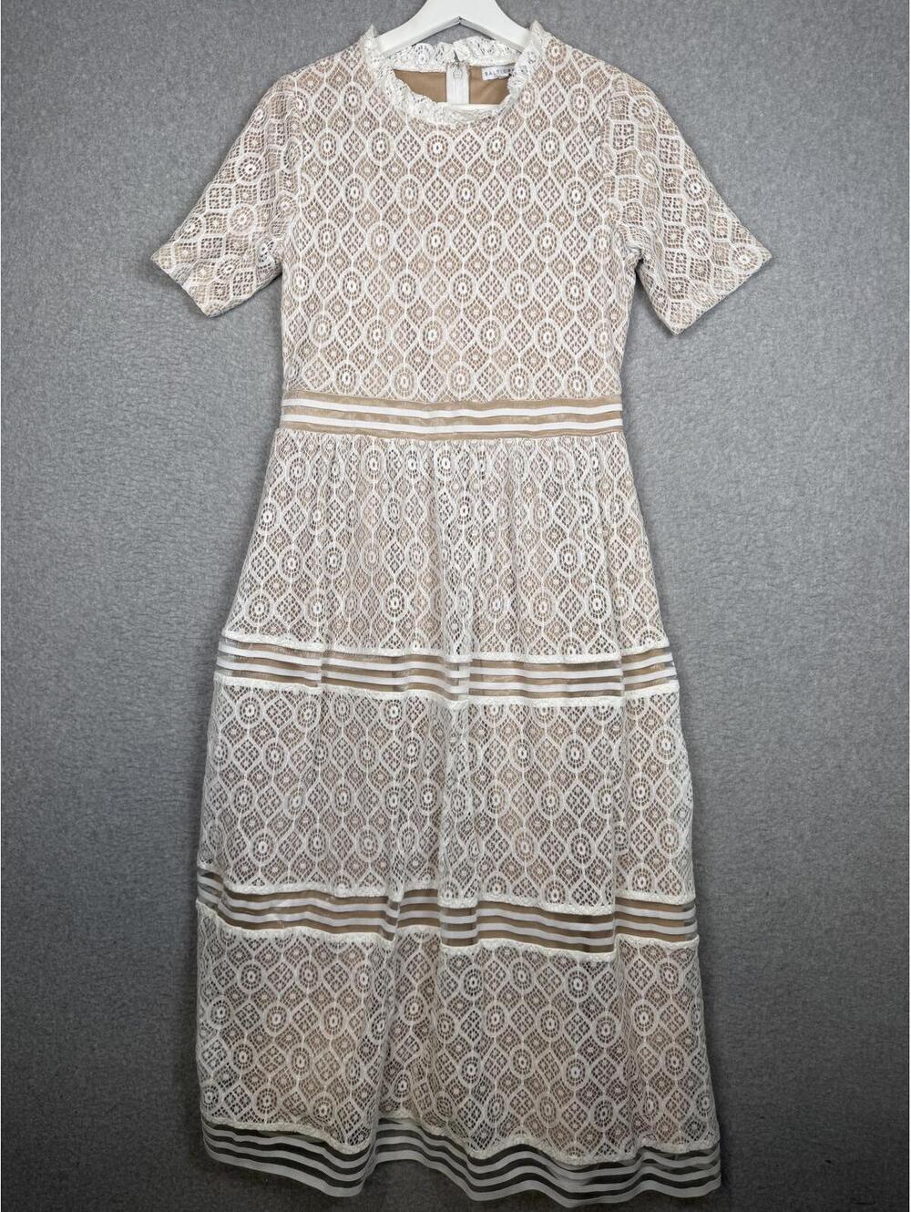 Baltic Born Windsor Lace Midi Dress in Ivory Size Medium Fall Wedding Bridal
